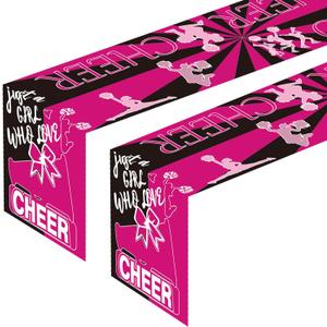 2 Pack Cheerleading Table Runner Party Supplies Sport Cheerleading Game Girl Cheer Dance Themed Table Cover Birthday Party Decorations Cheer Tablecloth-72x12 Inch