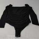PINKMSTYLE Womens Square Neck Mesh Long Sleeve Bodysuit Shapewear Corset Tops Sexy Concert Outfits Party Shirts (Black), XL