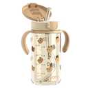 Evorie Tritan Spill Proof Toddler Straw Sippy Cup, 10 oz for Baby and Toddlers 1-3 Years Old, No Spill Straw Water Bottle with Removable Handles, Ideal for School, BPA-Free, Honey Bear