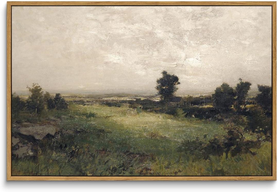 InSimSea Framed Canvas Wall Art Vintage Decor, Landscape Wall Art Room Decor, Large Classical Scenery Valley Grassland Paintings Wall Decor, Home Decor for Living Room Bedroom Office, 16"x24"
