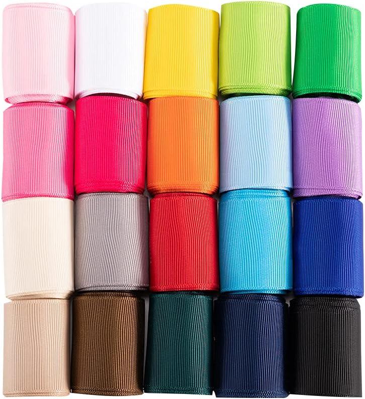 UnionJoy 1-1/2 inch Grosgrain Ribbon Perfect for Bows DIY Crafts Wedding Floral Arrangement, Assortment 20 Colors Ribbon 1.5" (38mm) X 2 Yard Each, Total 40 Yds Per Package Gift Wrap Ribbons