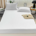 King Fitted Sheet Set 78"x80"(198X203cm), Polyester Fitted Sheets White Solid Color King Fitted Sheet