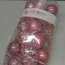 Sea Team 60mm/2.36" Shatterproof Clear Plastic Christmas Tree Ball Ornaments Set, Decorative Hanging Transparent Xmas Baubles with Stuffed Delicate Decorations (30 Counts, Pink)