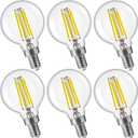 FLSNT 60W Equivalent LED Globe Candelabra Bulbs, Dimmable G16.5 LED E12 Chandelier Light Bulbs, 550LM, CRI90, 5.5W, AC 120V, 6 Pack, 5000K Daylight