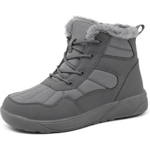 ChayChax Women's Winter Snow Boots with Fur Lined Lightweight Ankle Booties Anti Slip Comfortable Warm Winter Shoes (8.5, Grey)