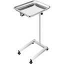 VEVOR Lab Cart, Stainless Steel Mayo Tray Stand 18 x 14 in Trolley Mayo Stand, Adjustable Height 32-51 in Instrument Tray with Removable Tray & 4 Omnidirectional Wheels, Ideal for Home Equipment