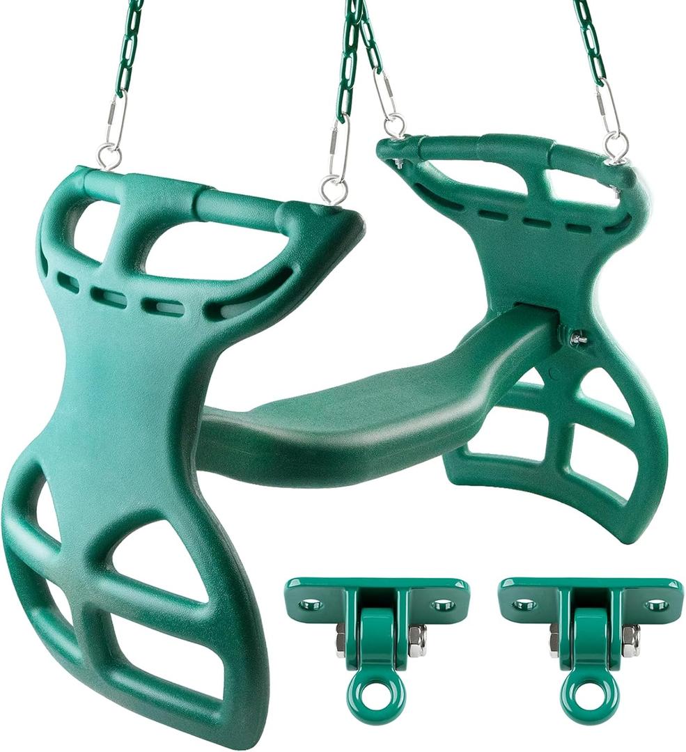 Swing-N-Slide WS 3452 Heavy Duty Two Person Dual Glider Swing, with Coated Chains to Prevent Pinching, 18" W x 25 in H x 40" L, Green