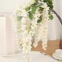 4pcs 47.2-inch Artificial Fake Wisteria Hanging Flower Garland Silk Flower String Home Party Decoration White Blue Pink Purple (White)