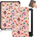 Fancity Case Compatible with 7" All-New Kindle Paperwhite (12th Generation, 2024) & Kindle Colorsoft Signature Edition, PU Leather Soft TPU Cover with Hand Strap Smart Sleep/Wake, Cat Circus