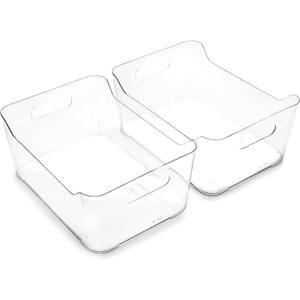 Clear Plastic Storage Bins (2-Pack) – Multi-Purpose Organizer Containers for Pantry, Fridge, Cabinets, and Home Organization