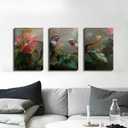 Oulores 3 Piece Hummingbird Canvas Wall Art Vintage Style Foral Bird Wall Decor Paintings Green Hummingbird Picture Prints Home Decor for Living Room Bedroom Office 16 * 24 in（Canvas