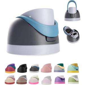 Replacement Lid for Owala FreeSip Water Bottle, Replacement Parts Compatible with Owala Freesip 16 oz 24 oz 32 oz 40 oz, Leakproof Straw Cap with Carry Loop (Grey&Blue)