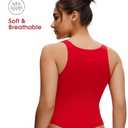 NANJI Sleeveless Bodysuit for Women - Slim Fit Scoop Neck Body Suit, Stretch Double Lined Tops, Casual Going Out Outfits (XXL, Equestrian Red) (Red, XXL)