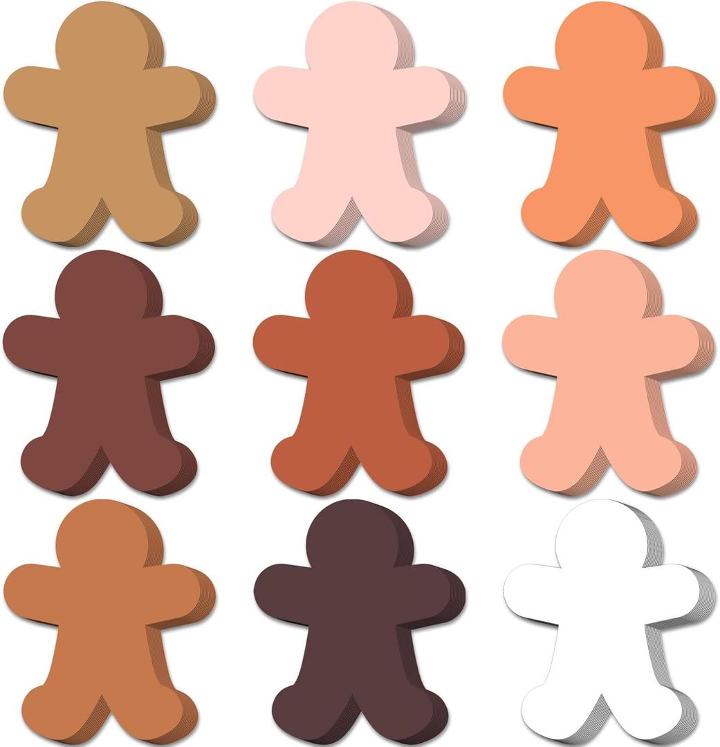 Lincia 108 Pcs 3.5 Inch People Shaped Paper Cutouts for Crafts Blank Multicultural People Cutouts for Bulletin Board Person Cardstock for DIY Art Supplies Home School Decorations