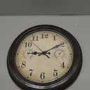 12 Inch Outdoor Clock with Thermometer and Hygrometer Combo, Waterproof Indoor Outdoor Wall Clocks for Patio, Pool,Garden Decor- Retro Bronze