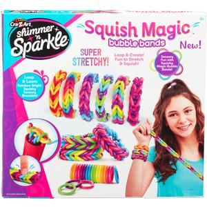 Shimmer 'n Sparkle Squish Magic Bubble Bands Loom Band Making kit, Friendship Bracelets Crafting Toy Rubber Bands Set