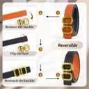 Giomos Women's Leather Belt for Jeans, Dress, Pants & Formal Outfits, Ladies Trendy Reversible Design Belt with Gold Buckle, Black & Orange with scarf