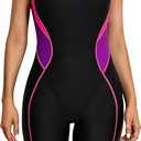 ATTRACO Athletic One Piece Swimsuits for Women Boyleg Swimwear Racerback Bathing Suits, L