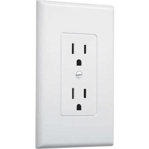 TayMac MW2500W Single-Gang Wallplate Non-Metallic Decorator Cover One Grounded Duplex, White Smooth(Pack of 5)