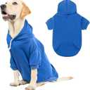Dog Sweaters for Medium Dogs Dog Hoodie Solid Soft Brushed Fleece Clothes Sweatshirt with Pocket, Blue, Size M