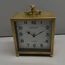 NIKKY HOME Gold Table Clock, Silent Non-Ticking Classic Battery Operated Decorative Mantel Desk Shelf Clock for Living Room Decor (Large)