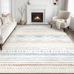 Tortania Area Rug Living Room Rugs- 8x12 Washable Large Soft Neutral Boho Moroccan Bohemian Farmhouse Rug Indoor Floor Carpet for Bedroom Under Dining Table Home Office Decor - Multicolor