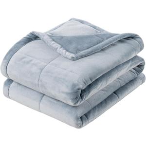 Berkshire Blanket Suedemink & Loftmink Quilted Throw Blanket, Ultra-Soft Reversible Fleece Throw, Lightweight & Warm, Ideal for Couch, Sofa & Bed, All-Season Comfort, Polar Blue, 50 in  60 in