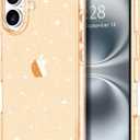 6 x Hython for iPhone 16 Case Glitter, Clear Glitter Sparkly Shiny Bling Sparkle Cute Cover, Anti-Scratch Soft TPU Thin Slim Fit Shockproof Protective Phone Cases for Women Girls, Gold Glitter