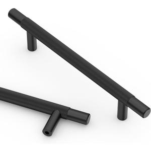 Asidrama 10 Pack 5 Inch(128mm) Matte Black Knurled Kitchen Cabinet Handles, Cabinet Pulls Kitchen Cabinet Hardware for Cupboard Drawer Pulls