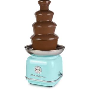 Nostalgia 4 Tier Electric Chocolate Fondue Fountain Machine for Parties - Melts Cheese, Queso, Candy, and Liqueur - Dip Strawberries, Apple Wedges, Vegetables, and More - 32-Ounce - Aqua
