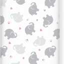 Elephant Fitted Crib Sheet for Boys Girls Watercolor Grey Elephants Baby Sheet for Standard Crib and Toddler Pink Paw Print and Heart Nursery Bed Mattress Sheets 28"x52"