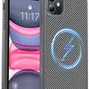 3 x Magnetic for iPhone 11 Phone Case-Compatible with MagSafe-Carbon Fiber Texture-Slim Military Grade Drop Protection Phone Case for iPhone 11 6.1",Grey