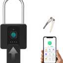 Fingerprint Padlock, Eseesmart Long Shackle Smart Padlock Bluetooth Lock with Mobile APP Outdoor Waterproof Lock for School Gym Locker, Fence, Gate, Toolbox