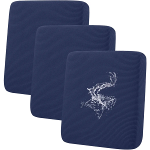 hyha Waterproof Couch Cushion Covers for Pets, Non Slip Sofa Seat Cover for Dogs Washable, Soft Thick Stretch Jacquard Fabric, Sofa Slipcovers with Elastic Bottom (3 Pieces, Navy)