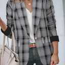 Genhoo Blazer Jackets for Women 3/4 Sleeve Business Casual Work Outfit (Gray, XXL)