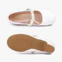 LAURMOSA Flower Girl Shoes Kids High Heels Mary Jane Flats Cute Pearl Rhinestones Girls Dress Pumps Shoes for Church Wedding Party Little Big Kids. size 13