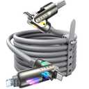 LISEN USB C to Lightning Cable, Chubby 240W 4 in 1 Charging Cable 6.6FT, USB A/C to C/Lightning with Light for Valentines Day Gifts Fits iPhone 17 16 15 14 Pro Max/MacBook/iPad/Samsung S25/Switch/PS5