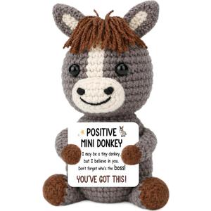 Mini Positive Crochet Donkey Gifts for Women Men Boss Coworker Friends