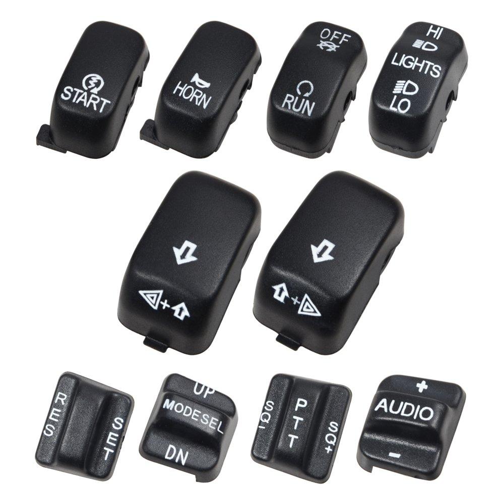 Black Hand Control Switch Housing Caps Compatible for Harley Davidson Electra Street Glide (BLACK 10 PCS/SET)