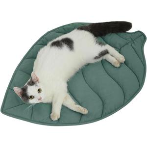 30 X 20 Inch Leaf Shaped Cotton Cat Bed Pad, Warming Cat Mat, Pet Warming Pad for Cats, Warmer Mat for Feral and Indoor Cats, 2025 Enlarged and Thickened Leaf Beds (Green-01)