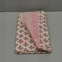 ATOSII Gulbahar White Pink 100% Cotton Fall Rectangle Tablecloth, Hand Block Print Washable Table Cover, Christmas Parties Buffet Dining, Weddings, Thanksgiving, Halloween, 60 X 108 Inches 8 Seater