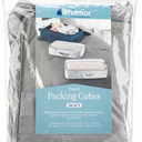 Whitmor Travel Storage Cubes, Dimensions: 1 Small cube 10.2 inches length x 7.9 inches width x 3.9 iches height, and 2 Large cubes 15.7 inches length x 10.2 inches width x 3.9 inches height