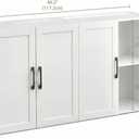 Wall Cabinet with Adjustable Shelves, Laundry Room Cabinet with 4 Doors, Kitchen Storage Cupboard Cabinet, Wall Mount Medicine Cabinet for Bathroom, Living Room, White