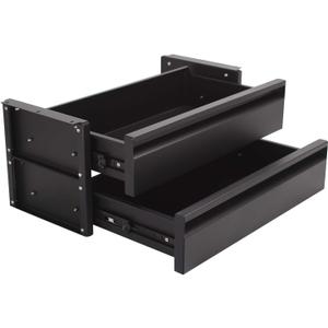 15 in 2-tier Under Desk Drawer,Adjustable Height, Under Desk Drawer Slide Out with Slide Extension Mounted Under Flat Wooden Table or Workbench, Carbon Steel Hidden Desk Drawer for Office & Home