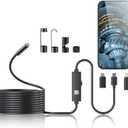 Endoscope Camera with Light,1920P HD Borescope Tools with 8 Adjustable LED Lights, Endoscope with Semi-Rigid Snake Camera, IP67 Waterproof Inspection Borescope for iOS and Android-32.8ft Single Lens