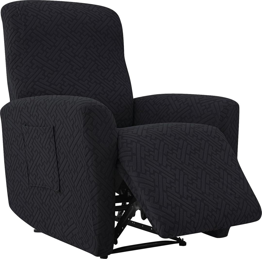 FUANGUI Recliner Chair Covers 4-Pieces Small Recliner Cover for Recliner Chair, Non Slip Covers Washable Lazy Boy Recliner Slipcovers/Furniture Protector for Kids, Dog, Living Room, 05