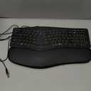MEETION Ergonomic Keyboard Wired, New Upgrade 7 Colors Transparent Backlit, 4 Brightness, 1 RGB Breathing Backlit, Wrist Rest Cushion, USB-A/USB-C Adapter, Ergo Keyboard for Window Mac Computer Laptop
