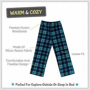Mad Dog Concepts Boys Pajama Pants - Soft Micro Fleece PJ Bottoms for Kids Printed Plaid Design Boy's Sleepwear Size 620 2PK (10-12 Y, Black / Blue / Teal)