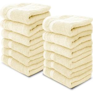 White Classic Luxury Cotton Washcloths 13x13 Inch - 650 GSM Turkish Cotton| Hotel, Spa, Bathroom Face Towel 1Pack, Beige