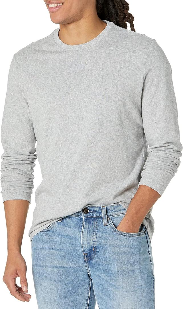 Amazon Essentials Slim-Fit Long Sleeve Shirt for Men, Pocket and No Pocket Styles (Small, Light Grey Heather)